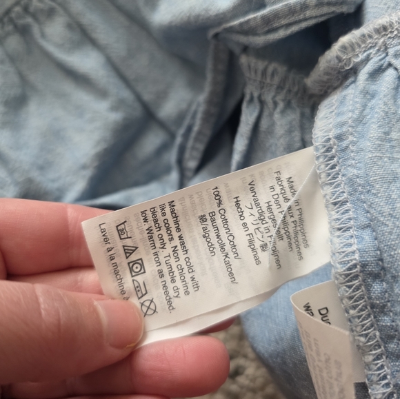 Madewell Chambry Peplum Sleeveless Top Womens 2 Denim Spring Boho Cottage Core - Picture 4 of 4